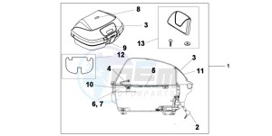 XL1000V drawing TOP BOX 45L CHEVALIER SILVER METALLIC