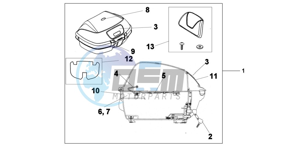 TOP BOX 45L CHEVALIER SILVER METALLIC