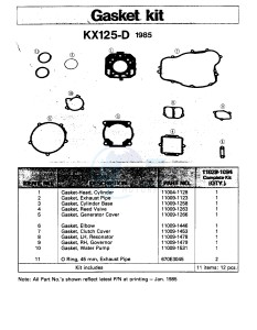 KX 125 D [KX125] (D1) [KX125] drawing GASKET KIT