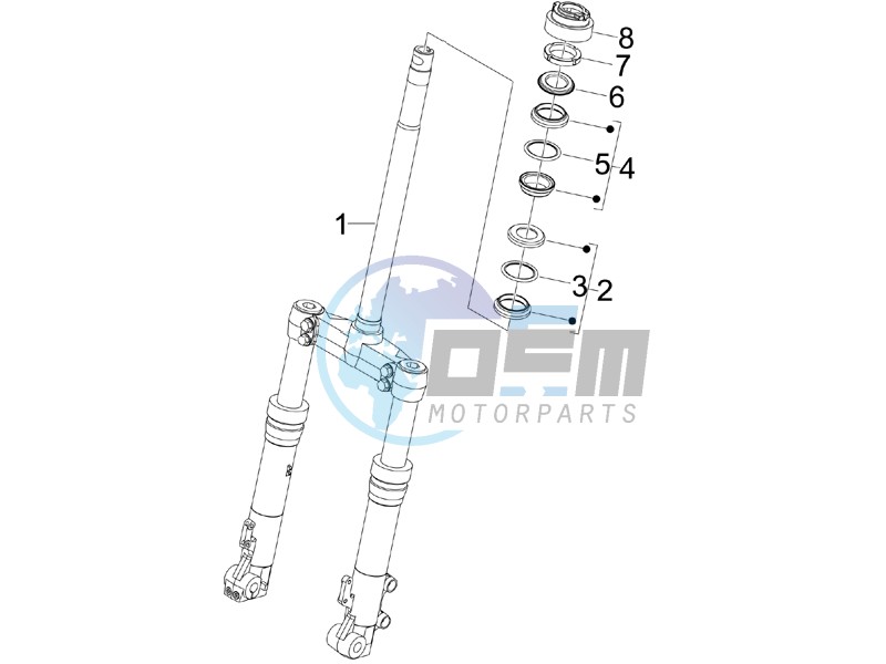 Fork steering tube - Steering bearing unit