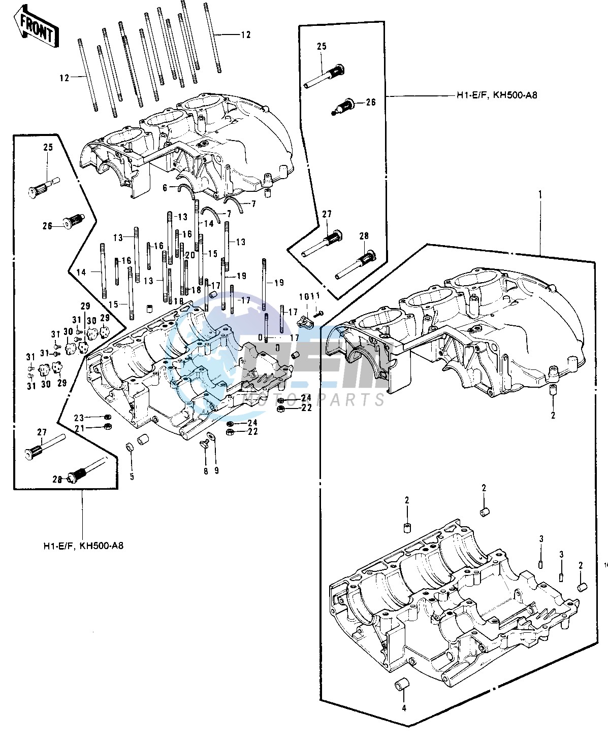 CRANKCASE -- 73-75 D_E_F & 76 A8- -