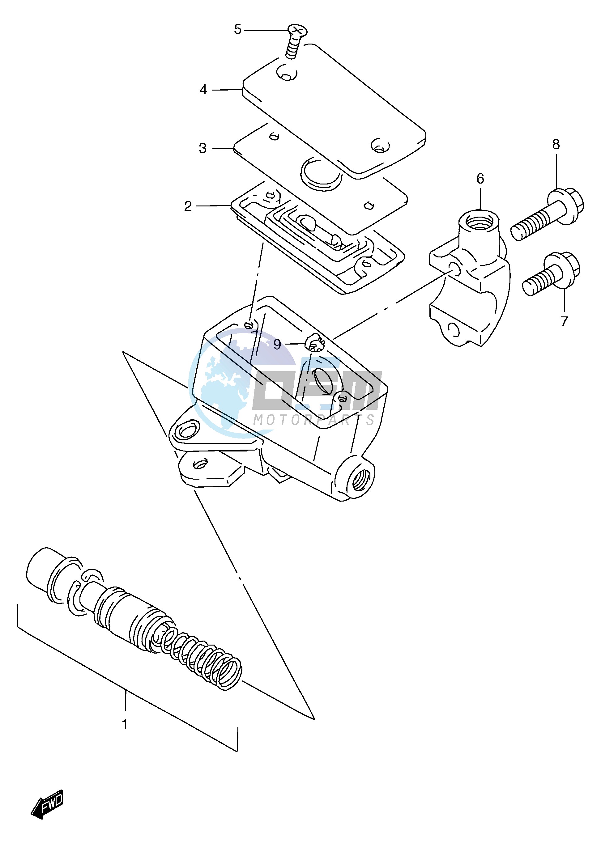 FRONT MASTER CYLINDER (GSF1200T V W X Y ST SV SW SX SY)