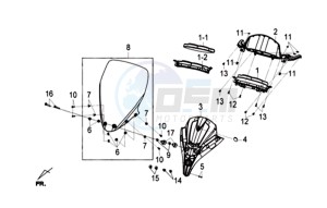 GTS 125I drawing DASHBOARD - WINDSCREEN