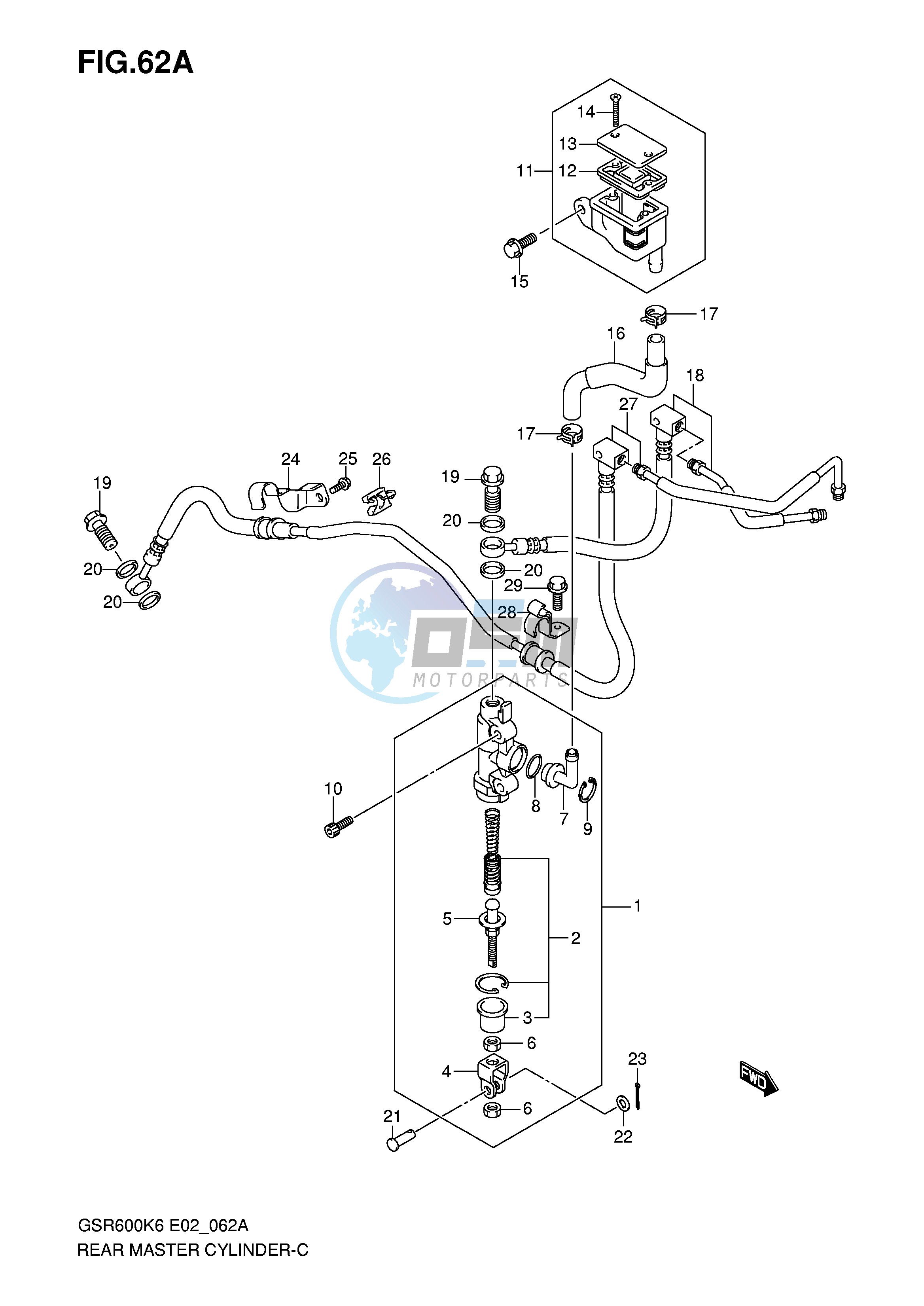 REAR MASTER CYLINDER (GSR600AK7 UAK7 AK8 UAK8 AK9 UAK9 AL0 UAL0)