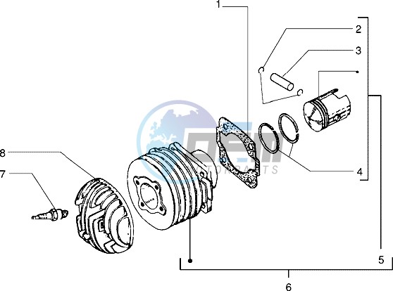 Cylinder - piston - wrist pin unit