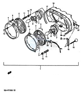 GSX-R1100 (G-H-J) drawing HEADLAMP (MODEL J E34)