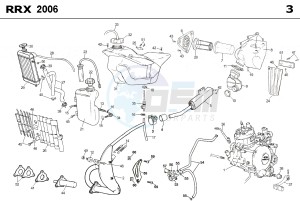 RRX 50 drawing EXHAUST,RADIATOR,TANK, AIRFILTER