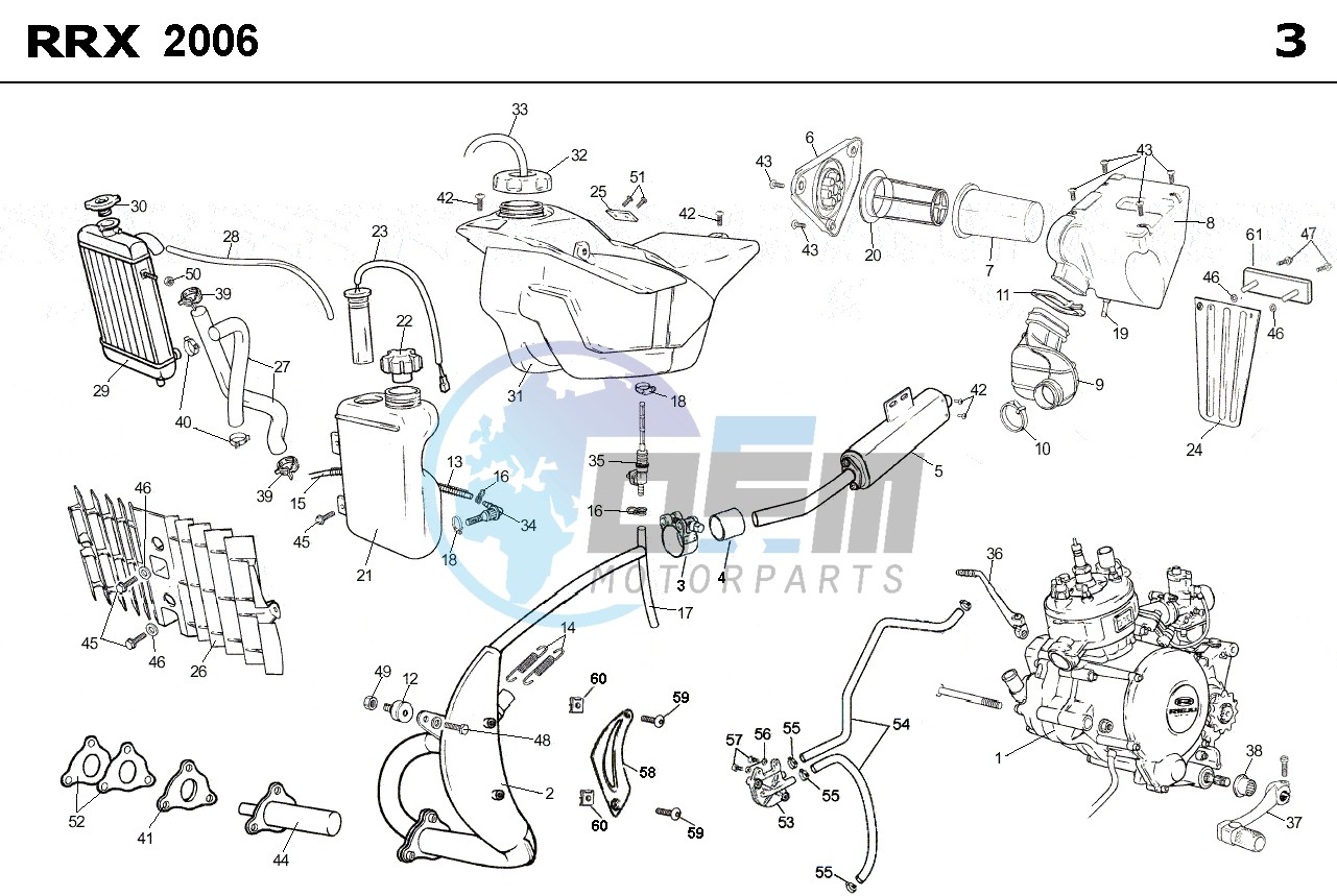 EXHAUST,RADIATOR,TANK, AIRFILTER