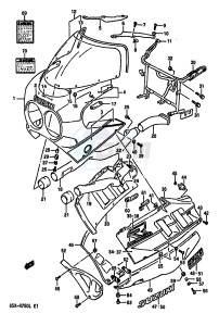 GSX-R750 (J-K-L) drawing COWLING (MODEL L 3SL,3RZ)