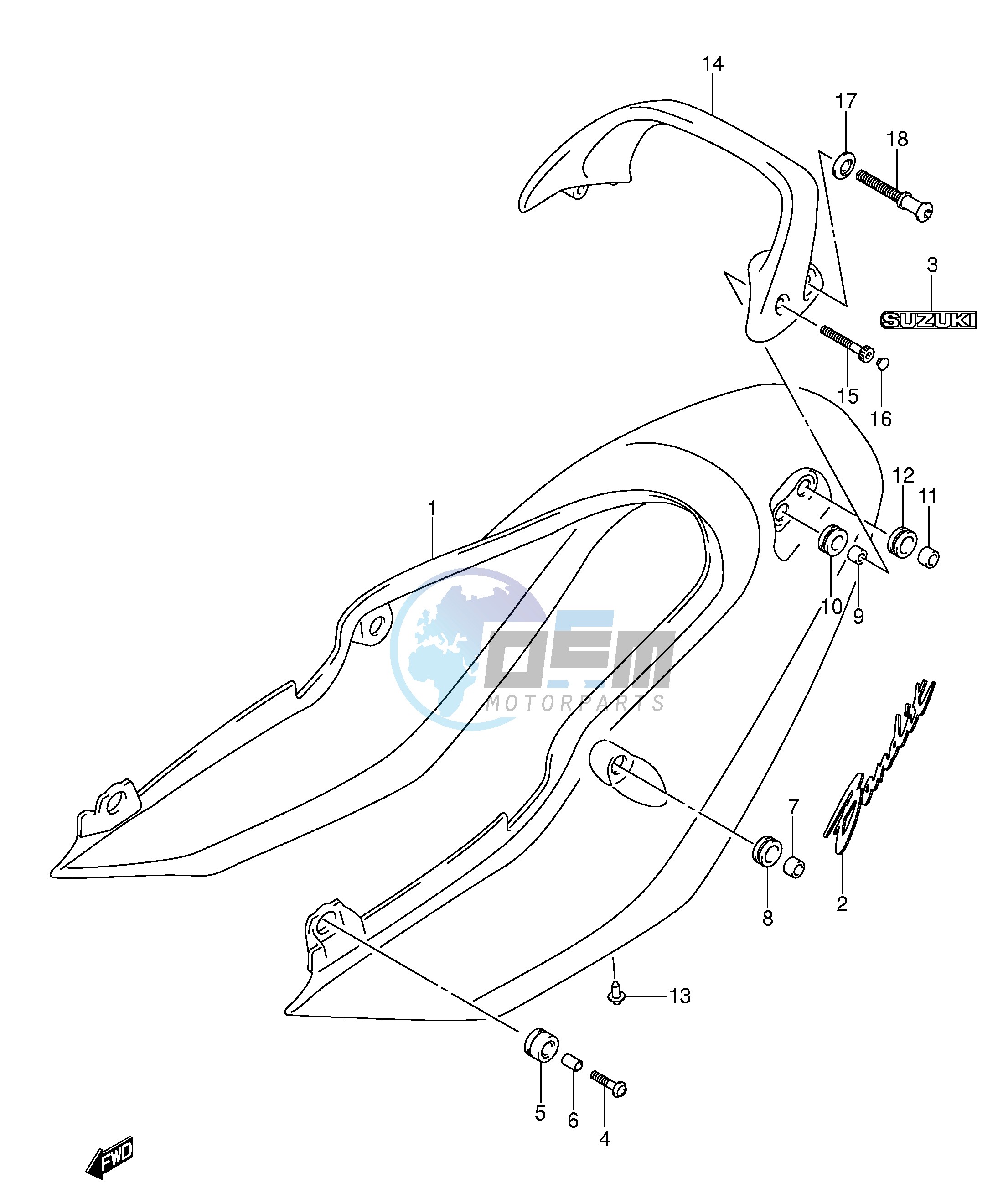 SEAT TAIL COVER (GSF600K3 UK3 LK3)