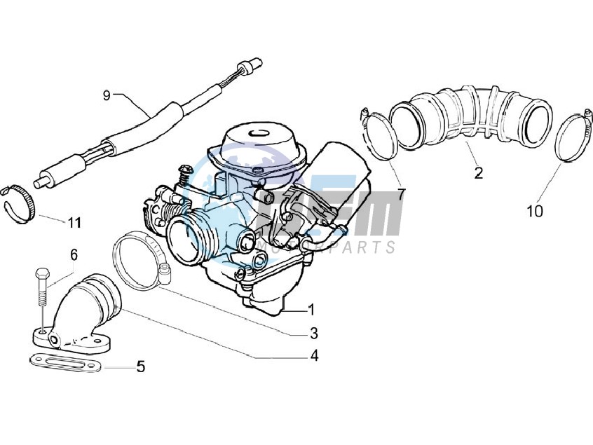 Carburettor  assembly - Union pipe