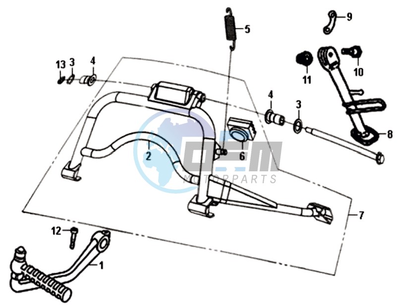 CENTRAL STAND /SIDE STAND/ KICKSTARTER PEDAL