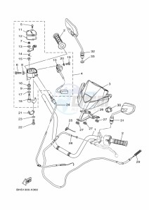 YFM450FWB KODIAK 450 (BHS1) drawing STEERING HANDLE & CABLE