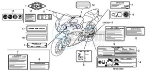 CBR600RR9 UK - (E / MME SPC 3E) drawing CAUTION LABEL