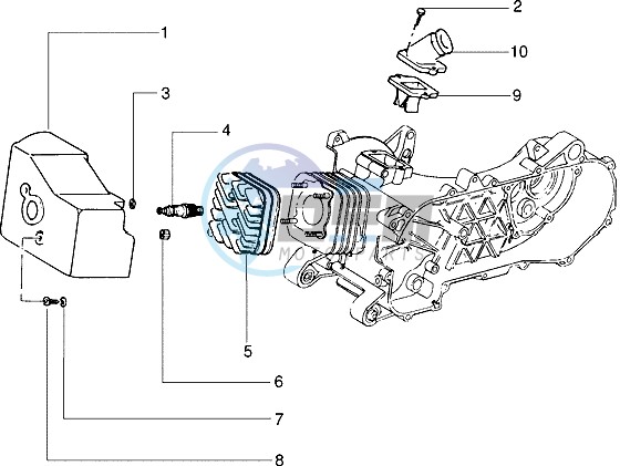 Cylinder head - Cooling hood - Inlet and induction pipe