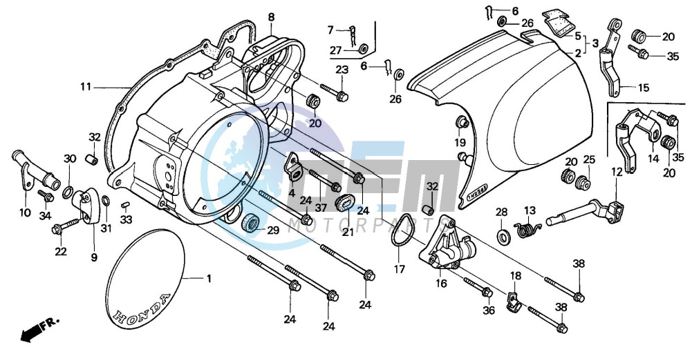 LEFT CRANKCASE COVER (VT1100CV/CW/C2)