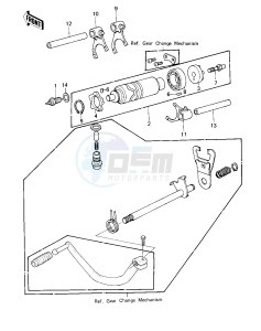 KZ 250 D [KZ250] (D1) [KZ250] drawing GEAR CHANGE DRUM & FORKS -- 80 D1- -