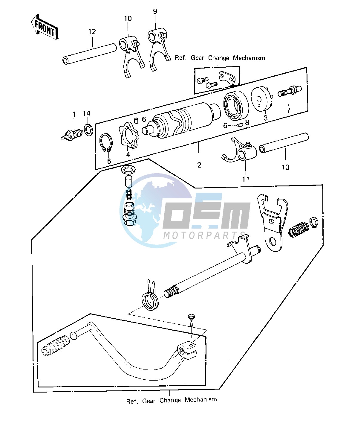 GEAR CHANGE DRUM & FORKS -- 80 D1- -