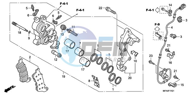 R. FRONT BRAKE CALIPER (CBF1000A/T/S)