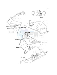 ZX 900 E [NINJA ZX-9R] (E1-E2) [NINJA ZX-9R] drawing DECALS-- GREEN_VIOLET- --- ZX900-E1- -