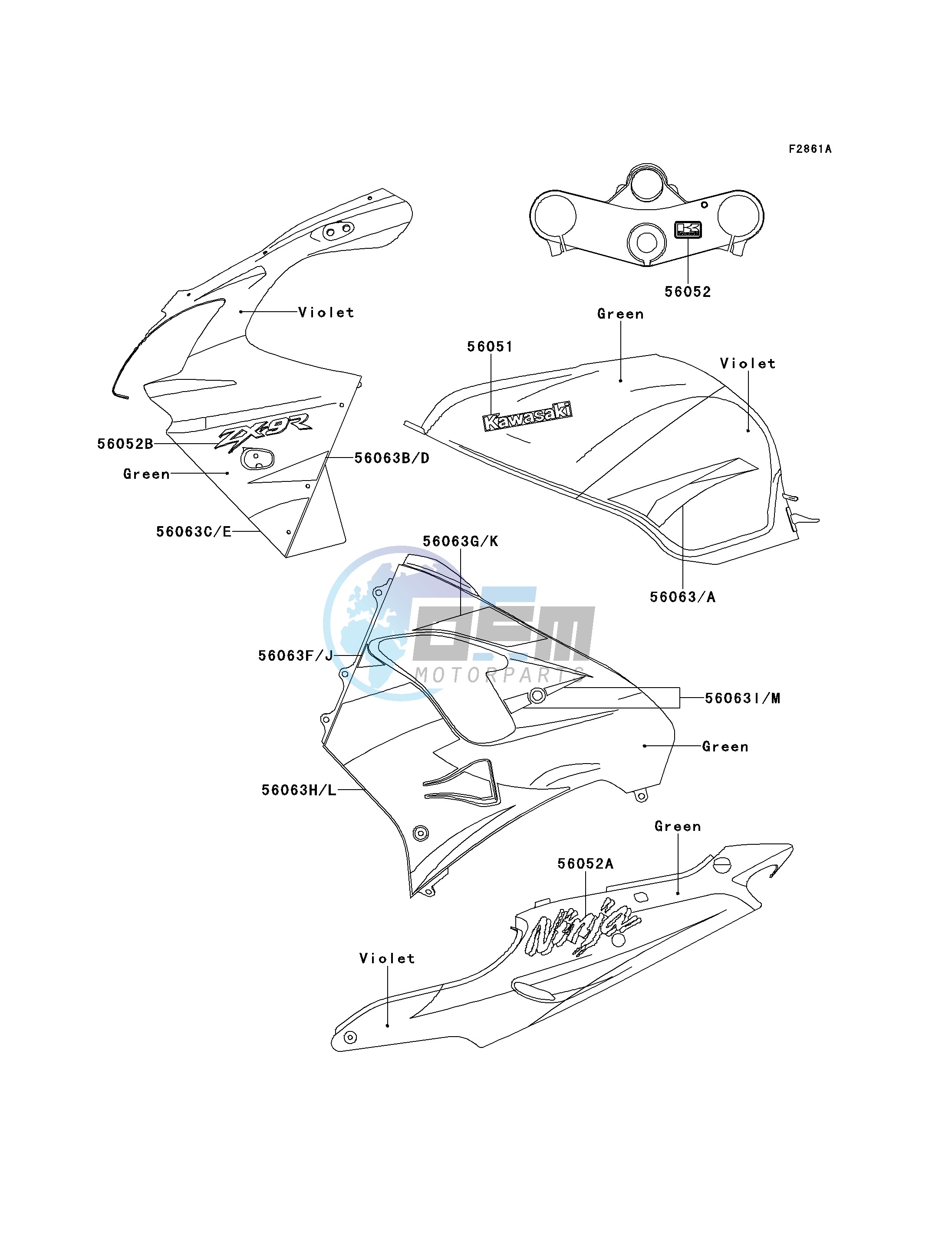 DECALS-- GREEN_VIOLET- --- ZX900-E1- -