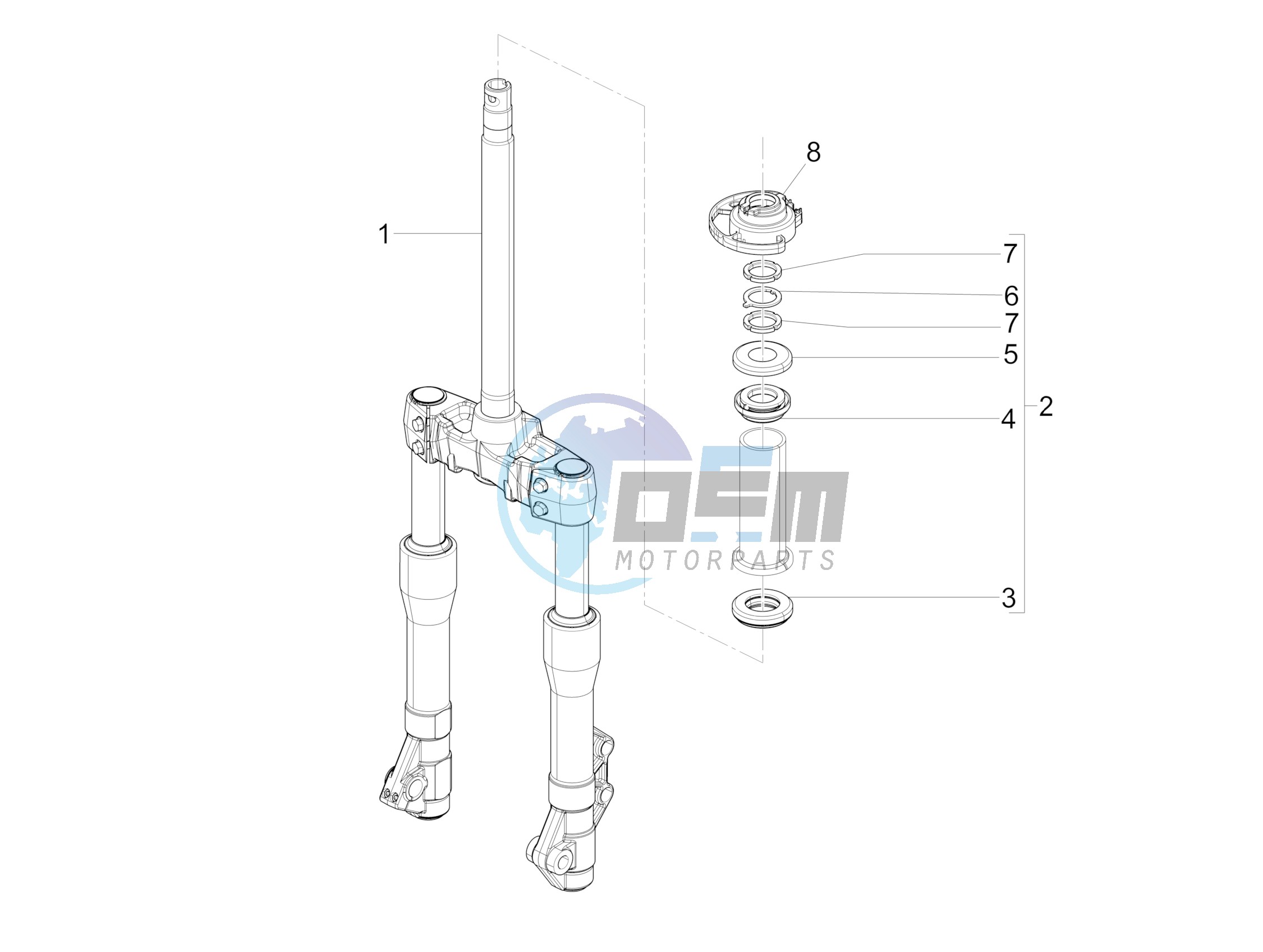 Fork/steering tube - Steering bearing unit