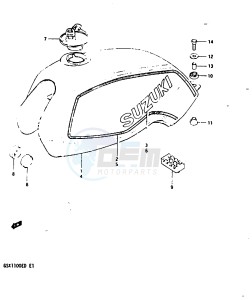 GSX1100 (Z-D) drawing FUEL TANK (GSX1100D ED)