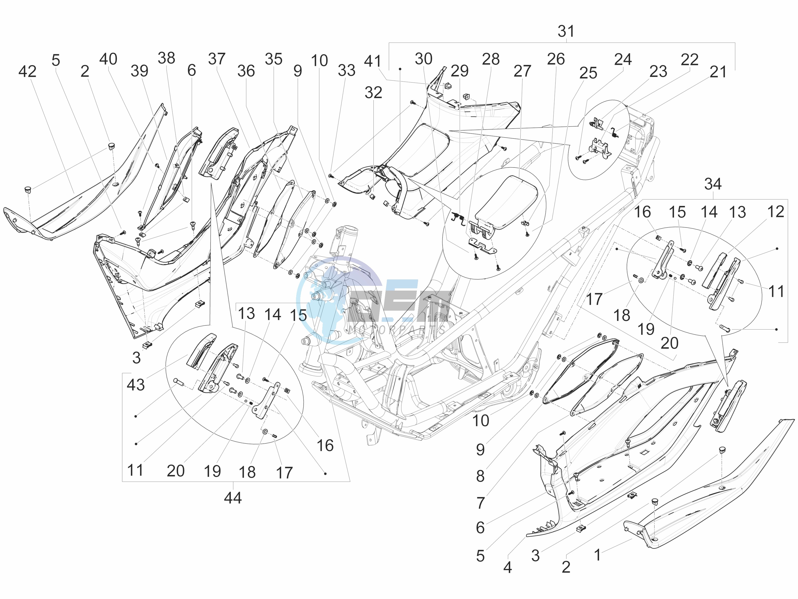 Central cover - Footrests