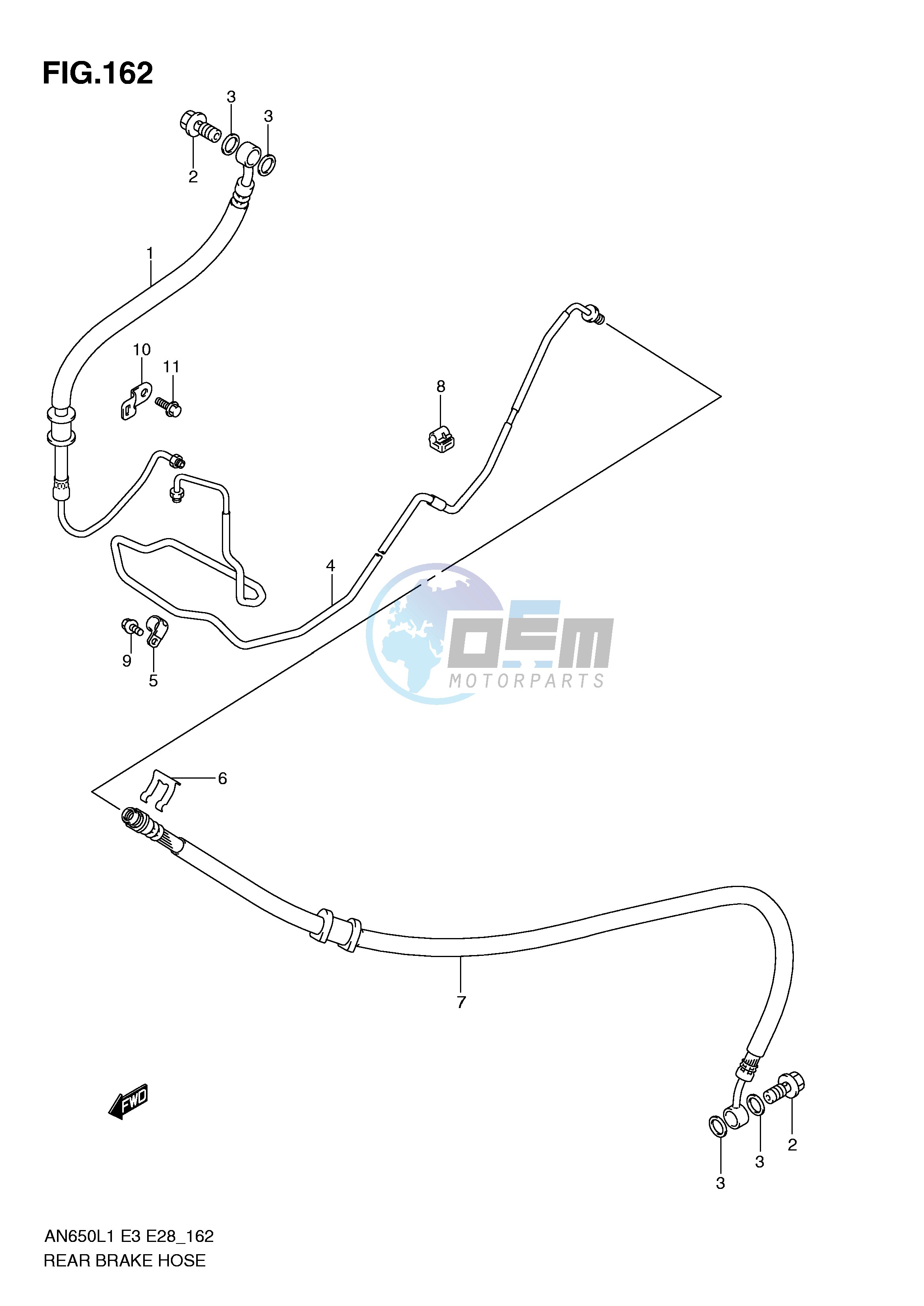 REAR BRAKE HOSE (AN650AL1 E28)