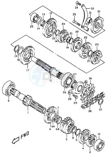 DR350 (V-W-X) drawing TRANSMISSION