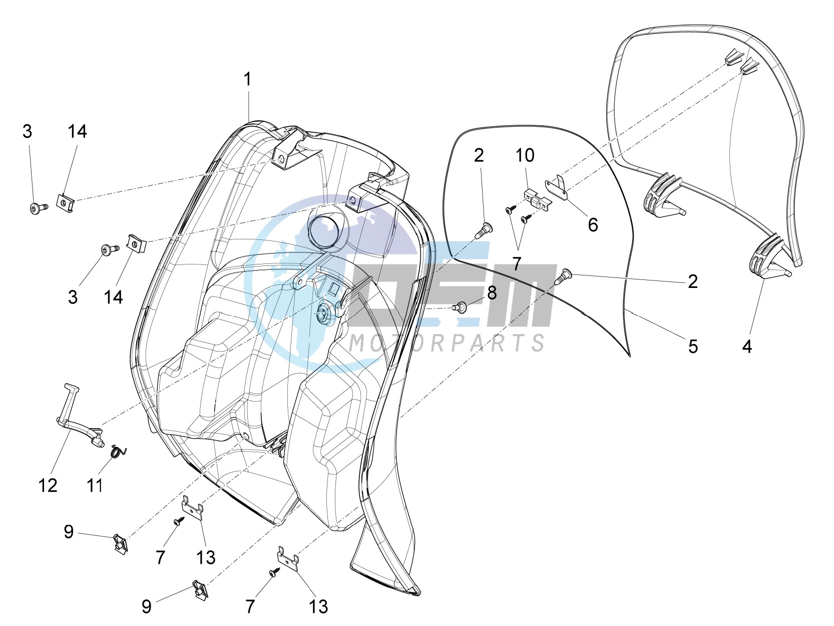 Front glovebox - Knee-guard panel