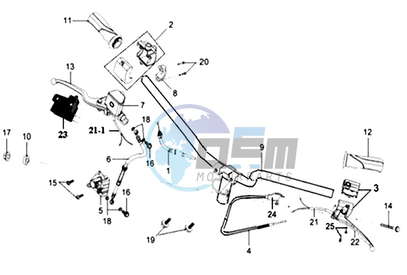 HANDLEBAR / BRAKE LEVERS CPL  L /R