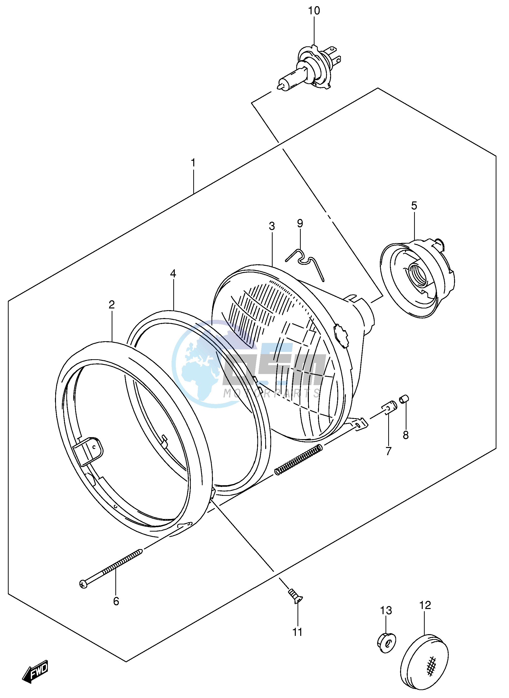 HEADLAMP ASSY (MODEL K1 K2 K3 K4 E24)