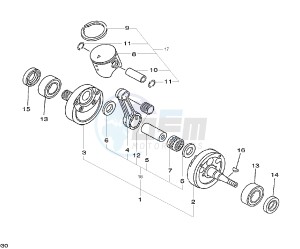 YZ LC 125 drawing CRANKSHAFT AND PISTON