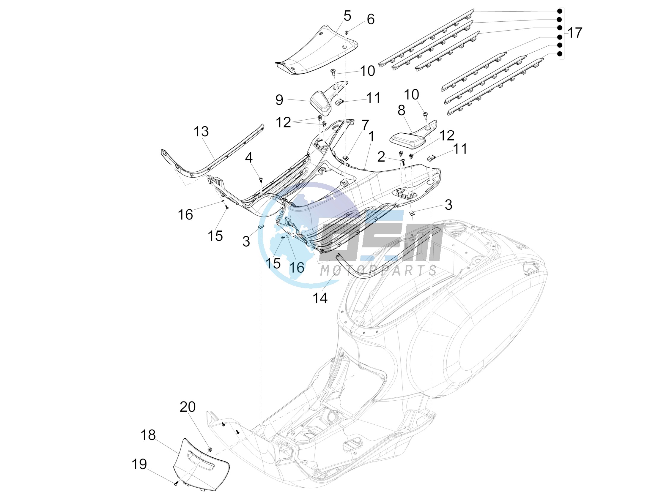 Central cover - Footrests