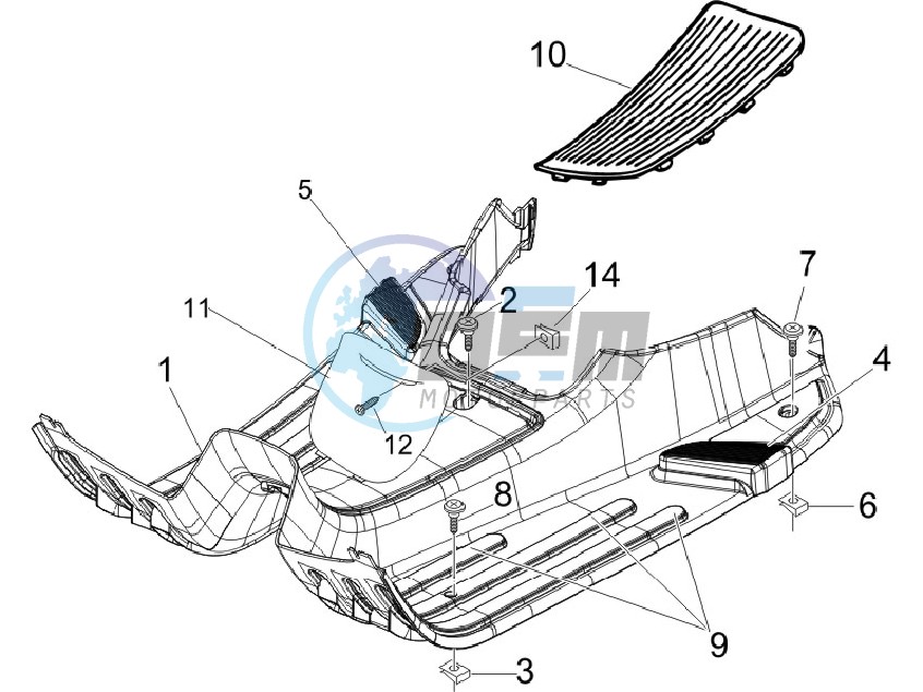 Central cover - Footrests