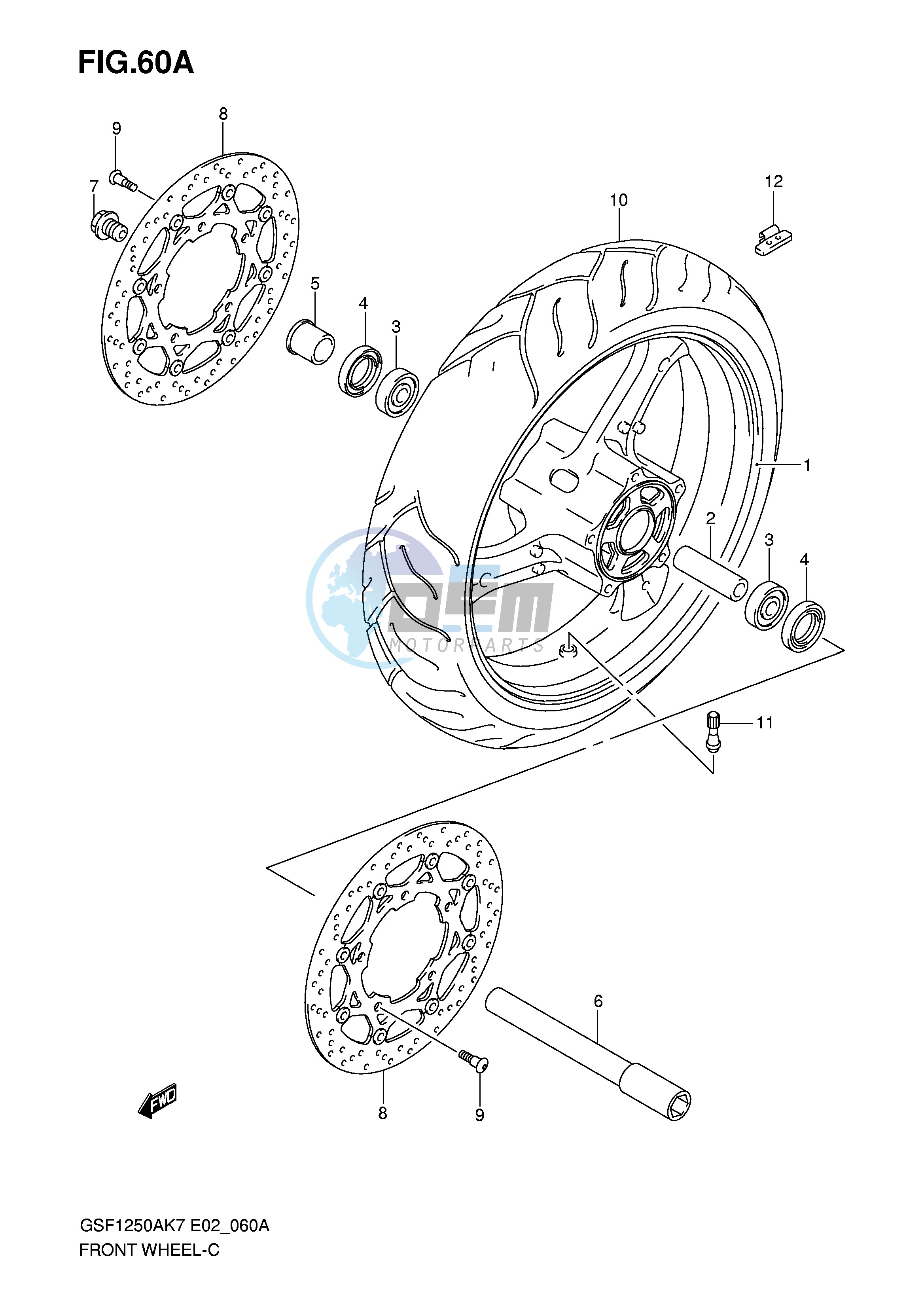 FRONT WHEEL (GSF1250K7 SK7 K8 SK8 K9 SK9 SL0)