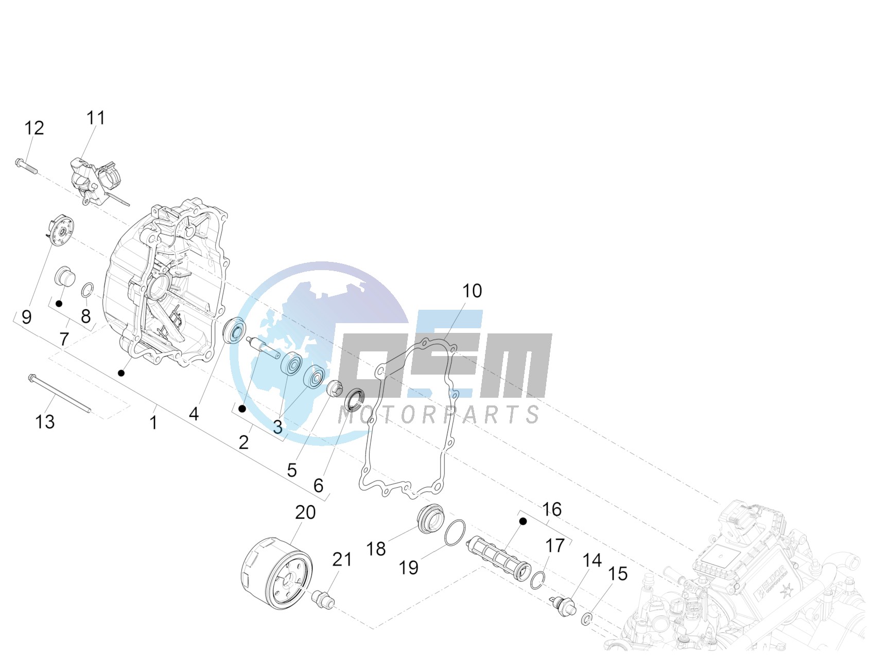 Flywheel magneto cover - Oil filter