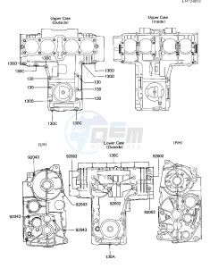 ZN 700 A [LTD SHAFT] (A1-A2) [LTD SHAFT] drawing CRANKCASE BOLT & STUD PATTERN