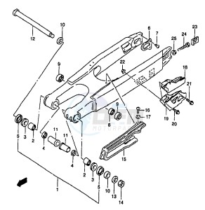 RM250 (T-V-W-X-Y) drawing REAR SWINGING ARM (MODEL Y)