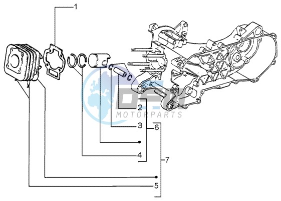 Cylinder-piston-wrist pin assy