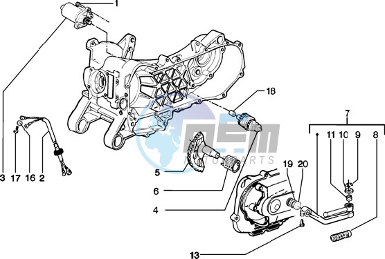 Starting motor-starter lever