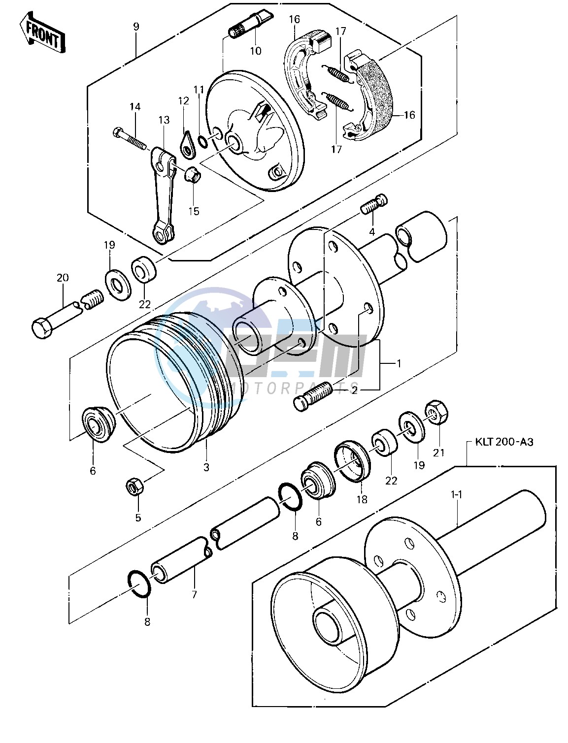 FRONT HUB_BRAKE -- 81-82 KLT200-A1_A2_A3- -