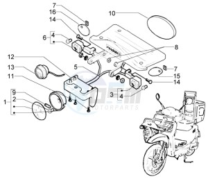 Liberty 125 la poste drawing Front light-turn signal lamp