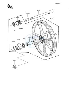 KZ 1100 A [SHAFT] (A1-A3) [SHAFT] drawing FRONT WHEEL_HUB -- KZ1100-A1_A2- -