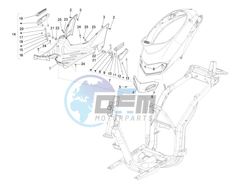 Central cover - Footrests