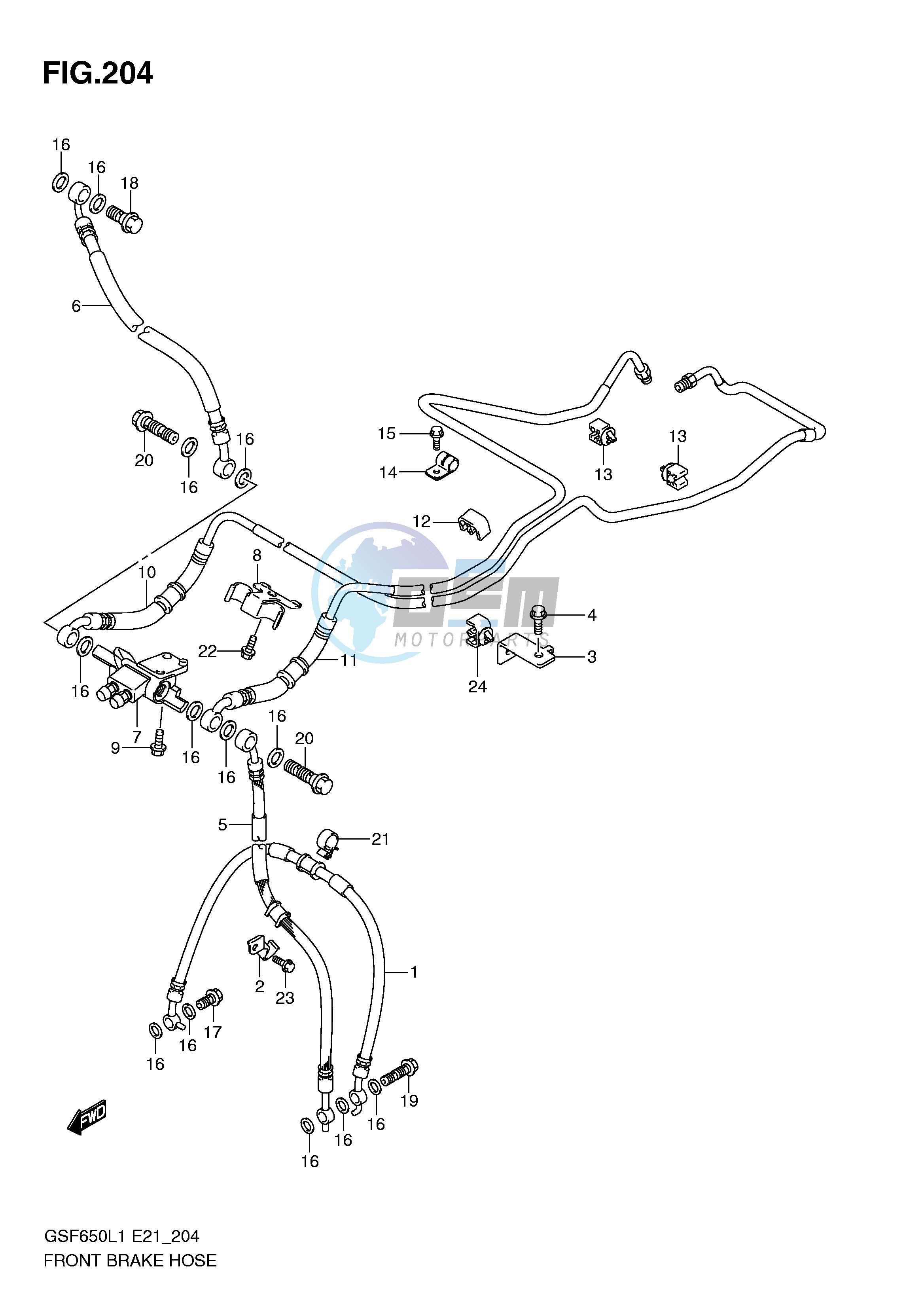 FRONT BRAKE HOSE (GSF650SUAL1 E21)