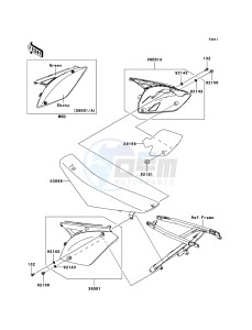 KX250F KX250YBF EU drawing Side Covers