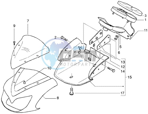 Fairings-meter combination