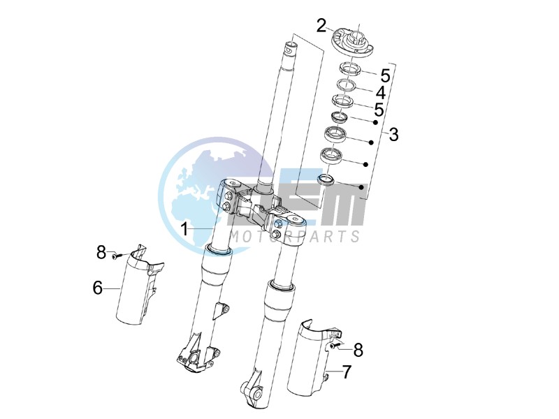 Fork steering tube - Steering bearing unit